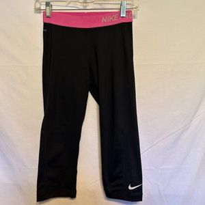 Very Nice ~ Nike Pro Capri Pants - Black/ Pink Logo Women's ~Size S